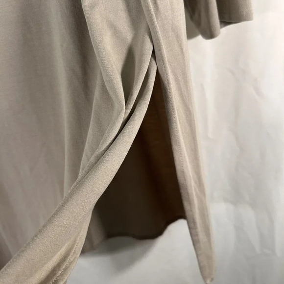 J Jill Blouse Women's Medium Beige Round Neck Long Sleeve Side Slit Pullover - Picture 5 of 10